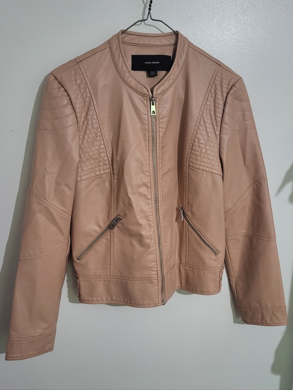 Vero Moda Faux Leather Moto Jacket Pink Size L Please Read!
